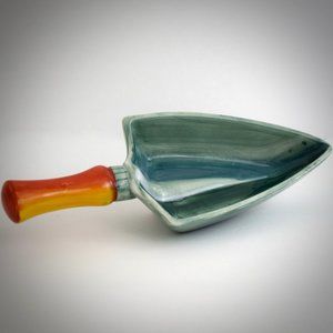 😎 Gardening Shovel Candy Dish Bowl Small Handle Spade Green Orange CA Ceramic